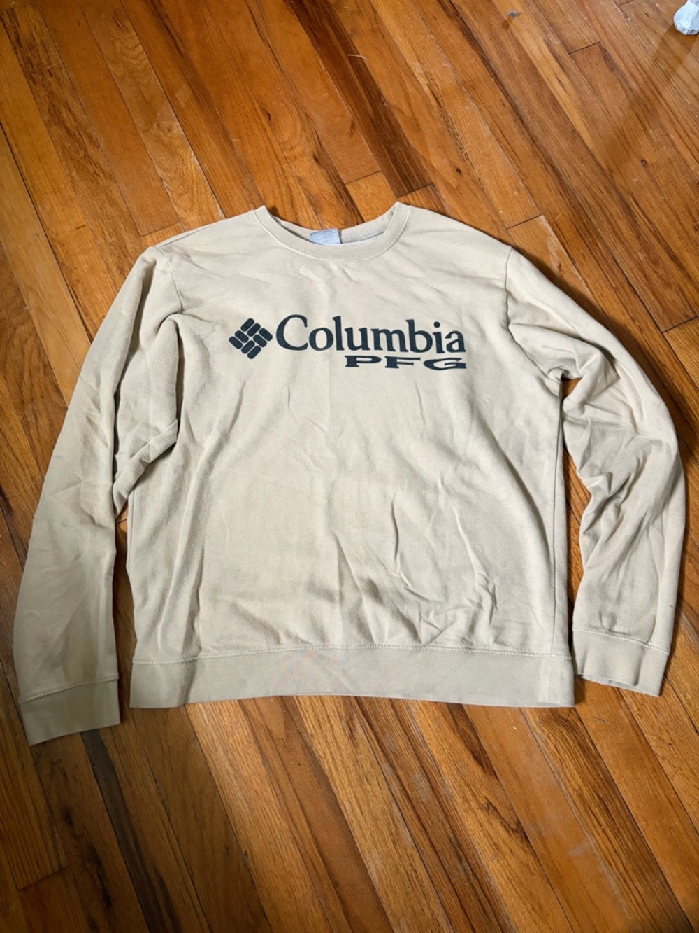 Columbia PFG Crewneck Sweater in Tan with Black Logo